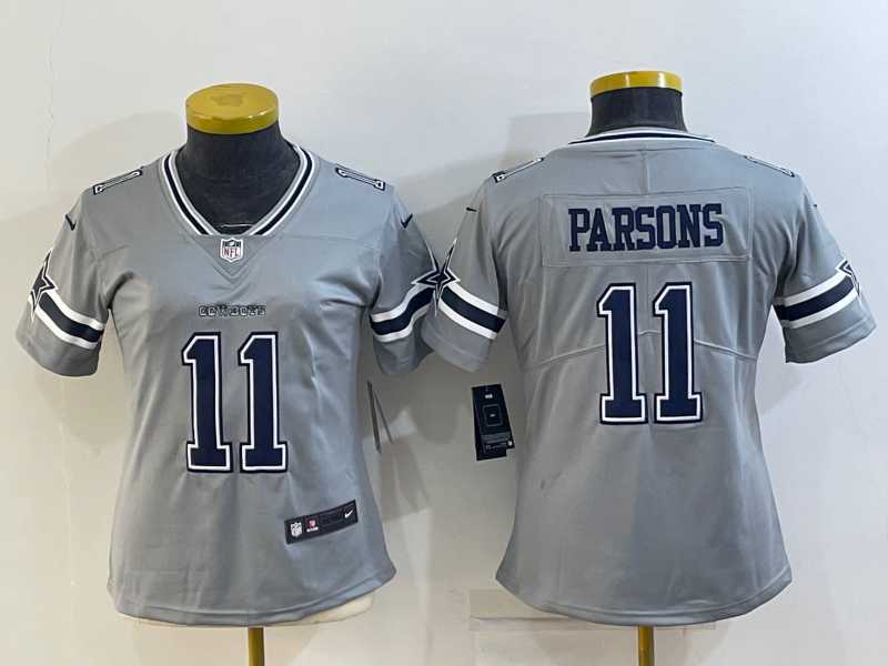 Womens Dallas Cowboys #11 Micah Parsons Grey 2020 Inverted Legend Stitched NFL Nike Limited Jersey